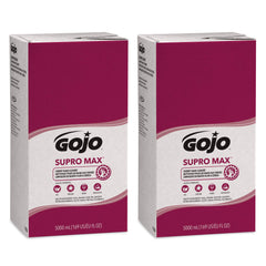 GOJO Supro Max Cherry Hand Cleaner bottle front; 5000 ml refill and pleasant cherry scent.