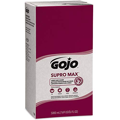 GOJO Supro Max Cherry Hand Cleaner pour action; quick access for busy workstations.