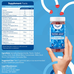 GOJOY Water Away Gummies vegan symbol shows a plant-based wellness option