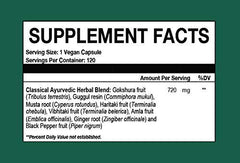 Gokshuradi Guggul capsules close-up showing vegetarian formula