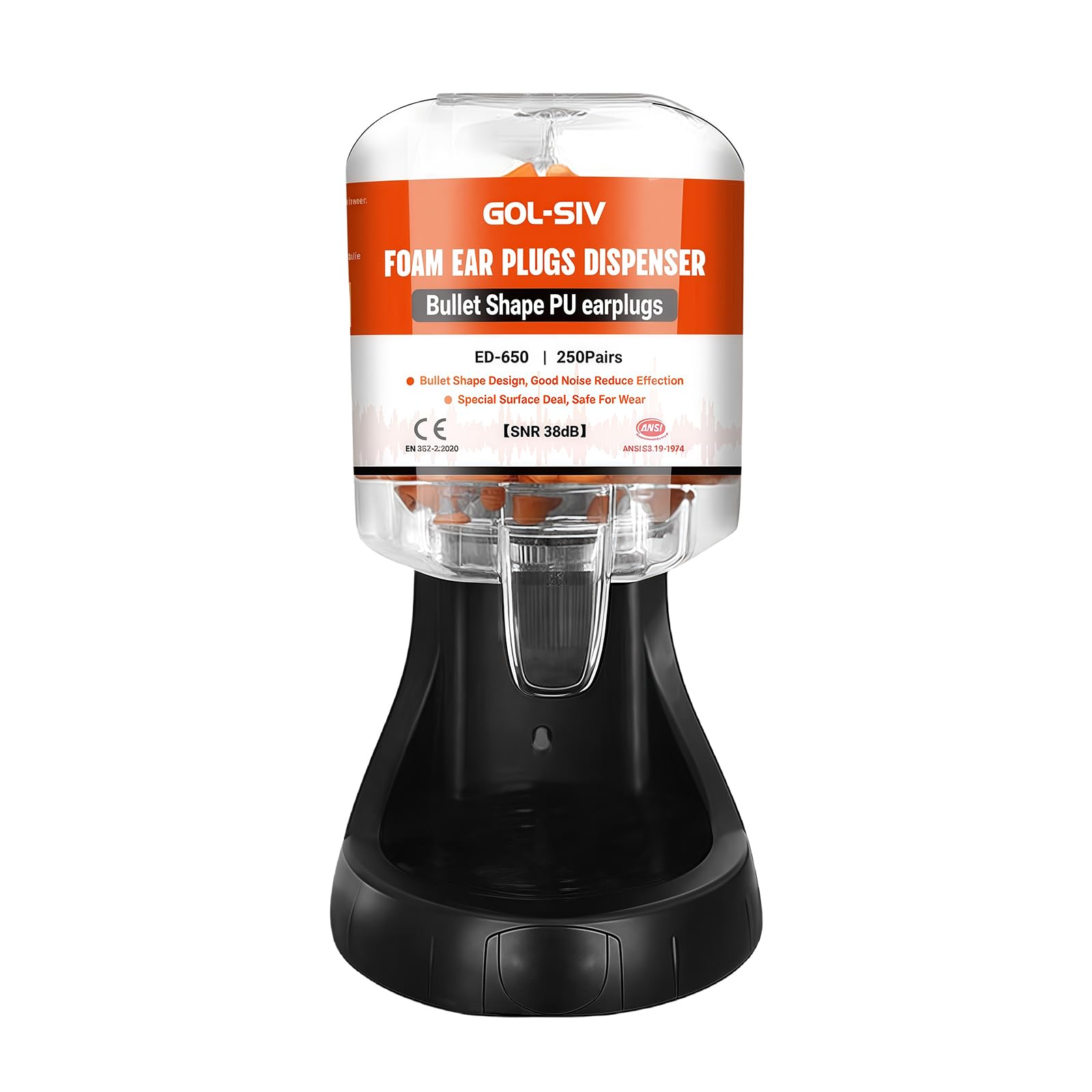 GOL-SIV ear plugs dispenser front view showing quick access