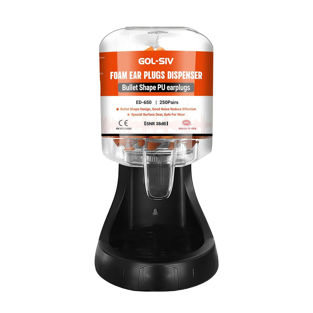 GOL-SIV ear plugs dispenser front view showing quick access