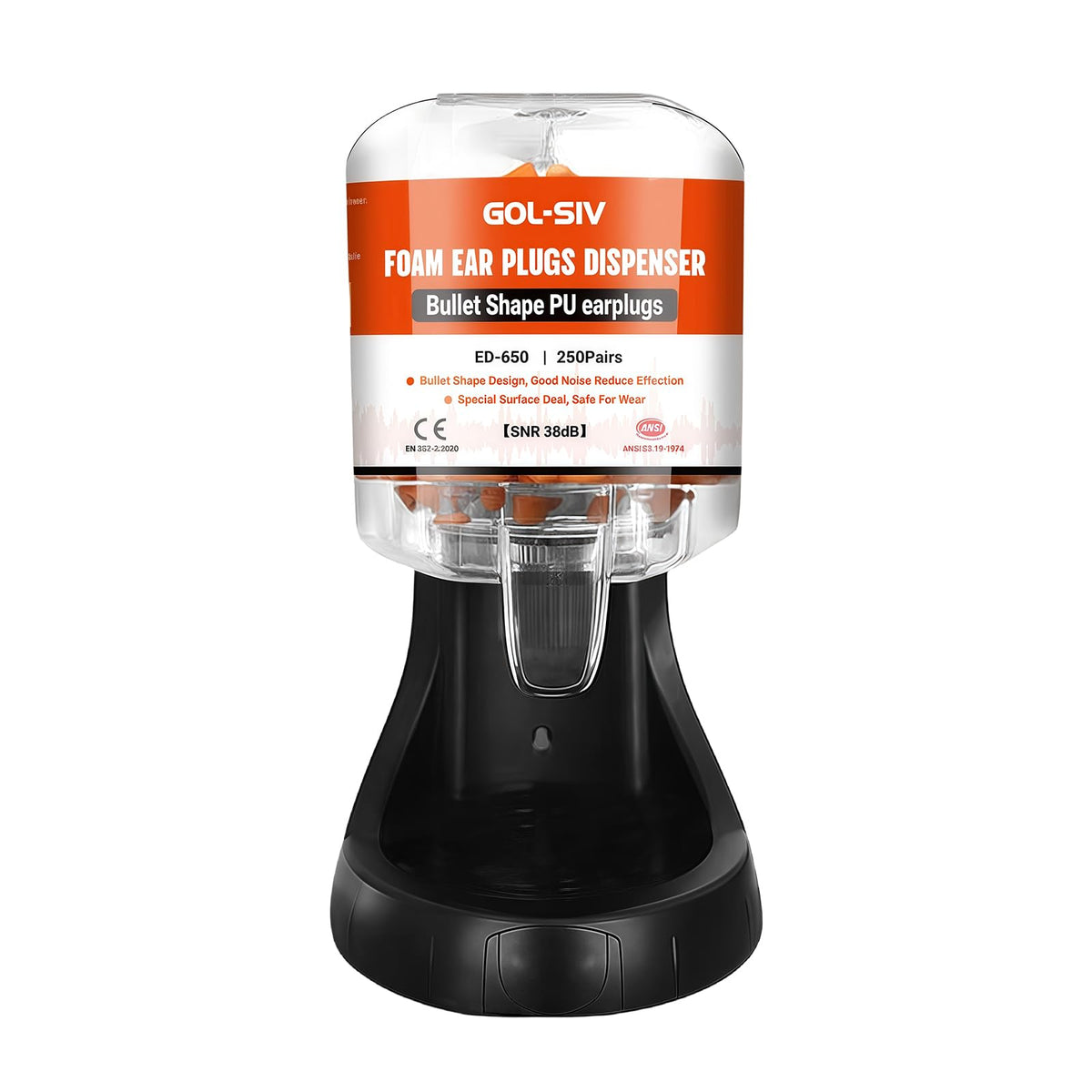 GOL-SIV ear plugs dispenser front view showing quick access