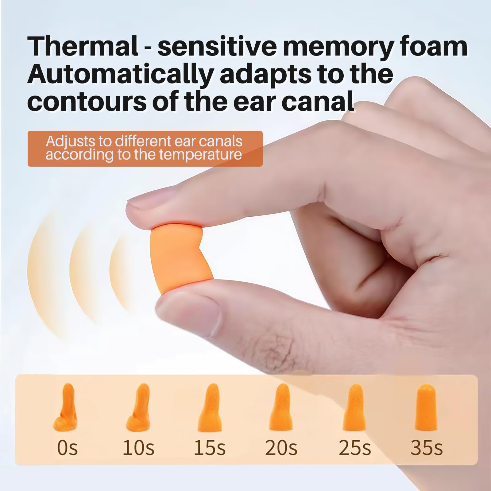 Close-up of GOL-SIV soft foam ear plug showing smooth texture.