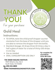 Gold Heal liquid drops poured into water for convenient, gentle daily use.