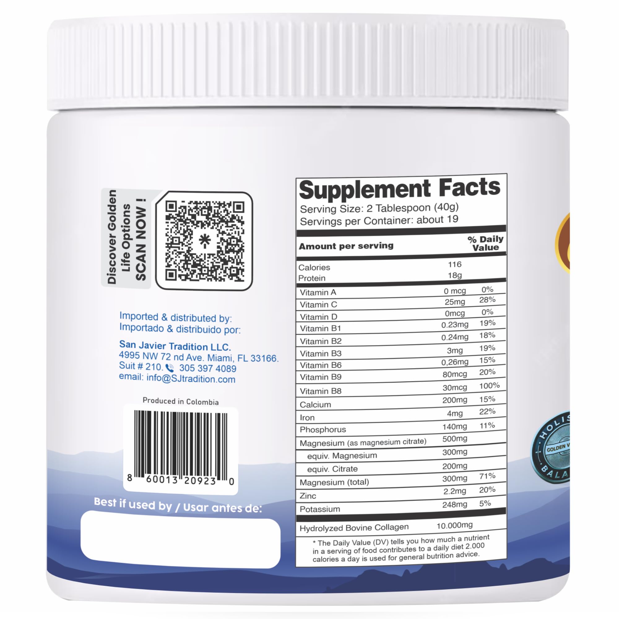 Gold Vital Life collagen powder pour ready to mix into your daily routine.
