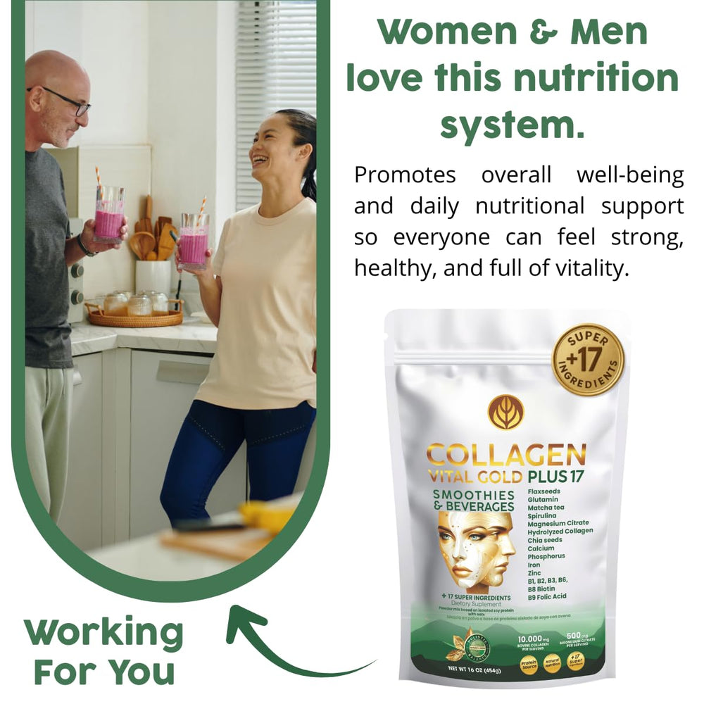 Gold Vital Life collagen powder scoop ready for daily mix