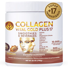 Gold Vital Life collagen powder tub front for premium daily support.
