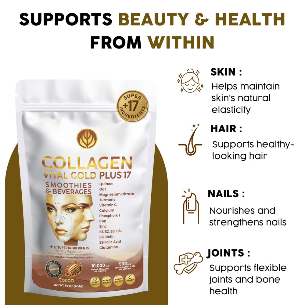 Gold Vital Life fast-absorption collagen peptides for easy daily use.