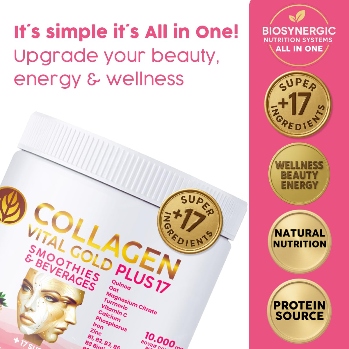 Gold Vital Life red berries flavor label, enticing taste while supporting overall wellness.