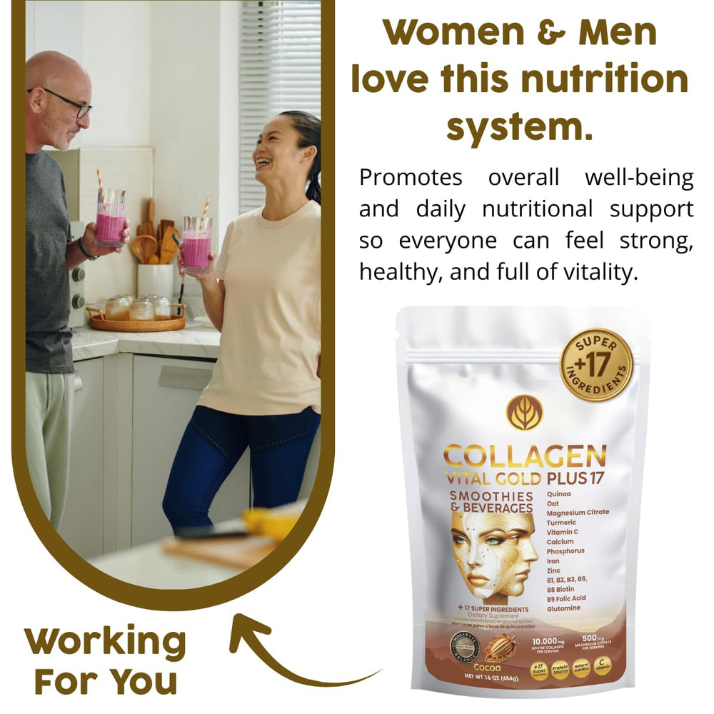 Gold Vital Life skin elasticity and hair strength support for a vibrant look.