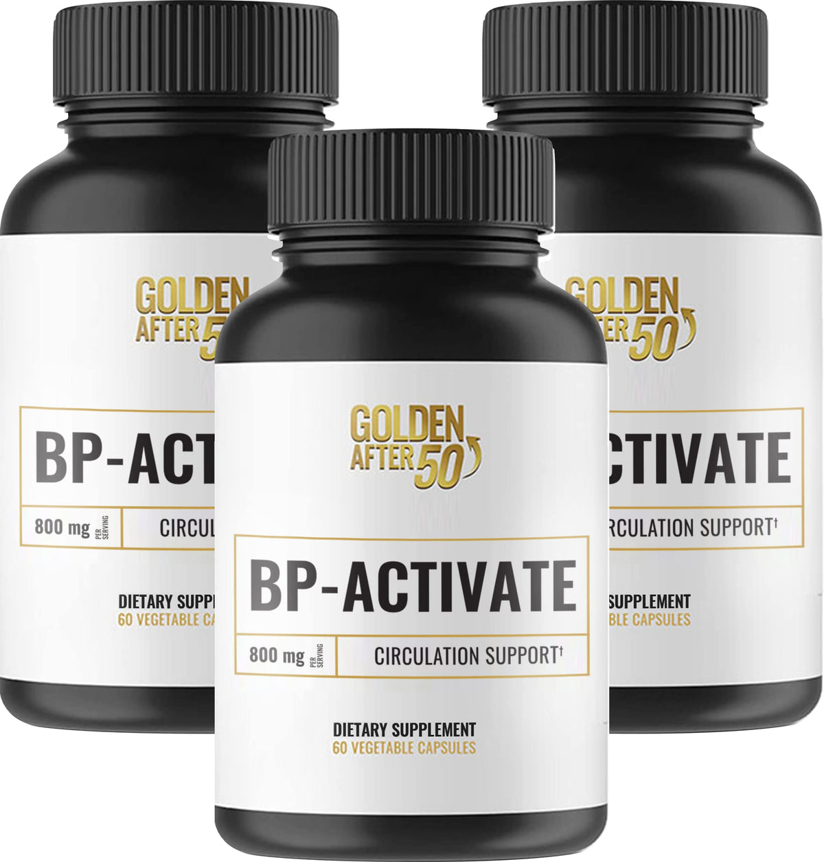 Golden After 50 BP-Activate bottle front showing daily circulation support concept