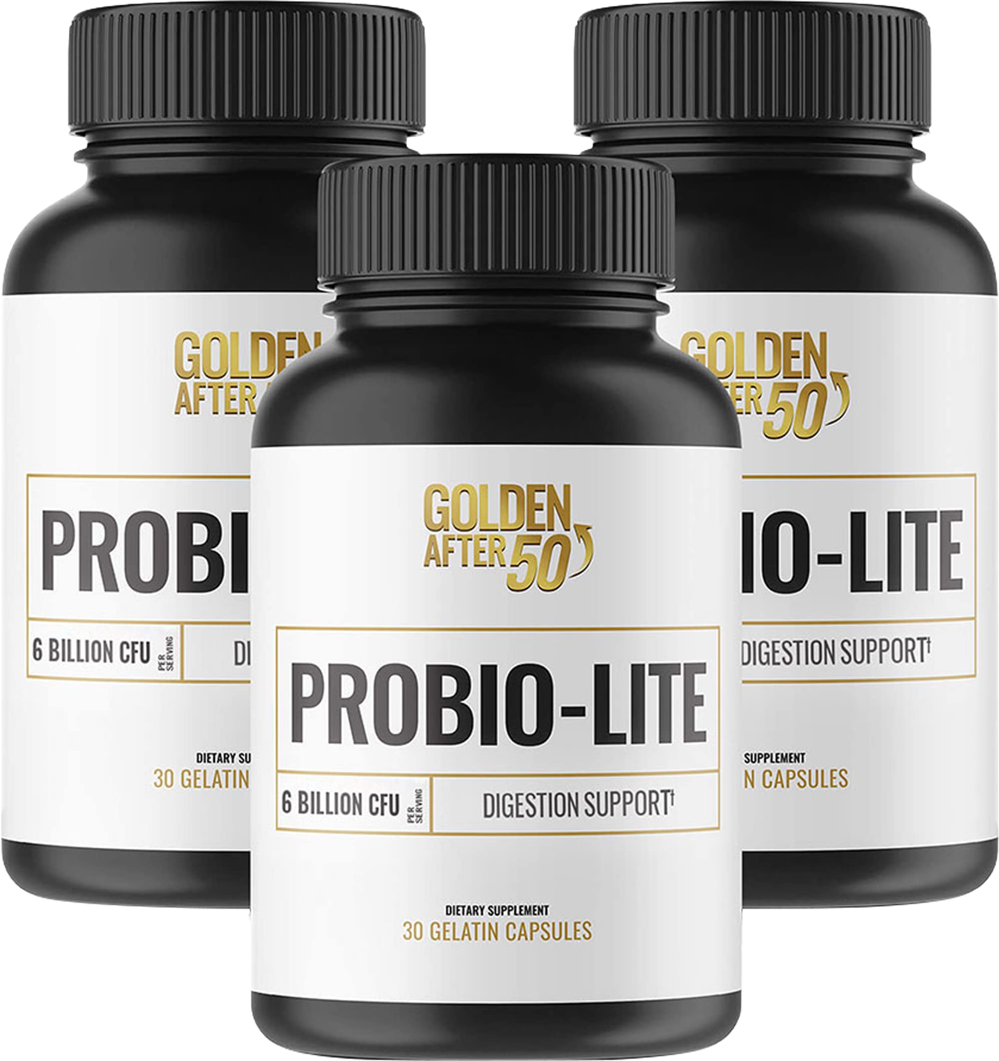 Golden After 50 Probio-Lite bottle front supports digestion and daily wellness.