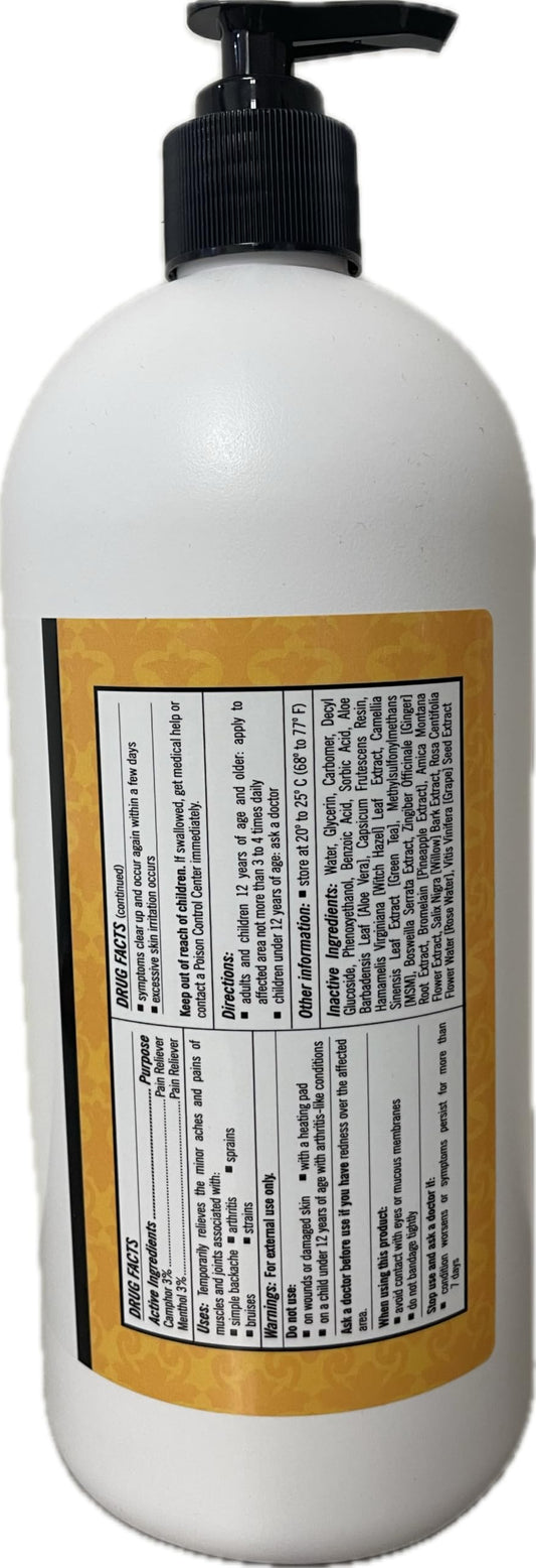 Golden Tiger cream applied to a sore shoulder for cooling, soothing relief.