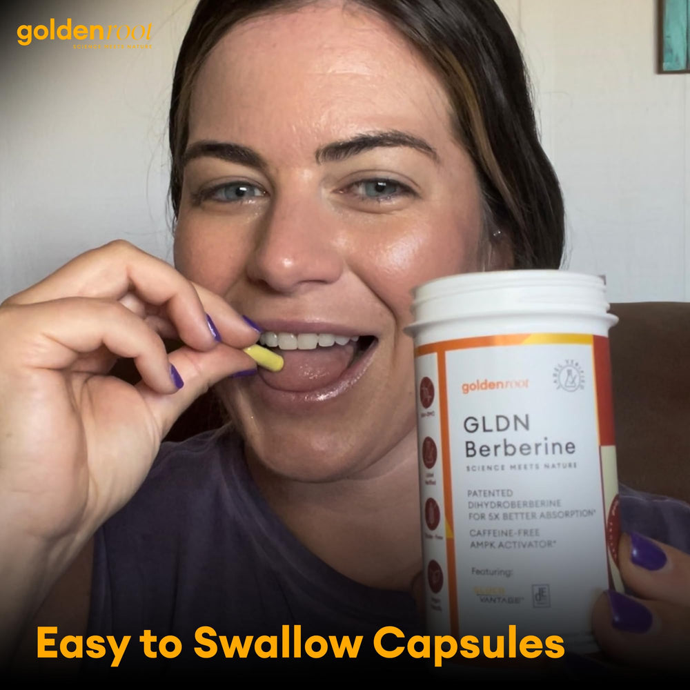 GoldenRoot GLDN Berberine with DIM ingredient focus on antioxidant potential and energy support.