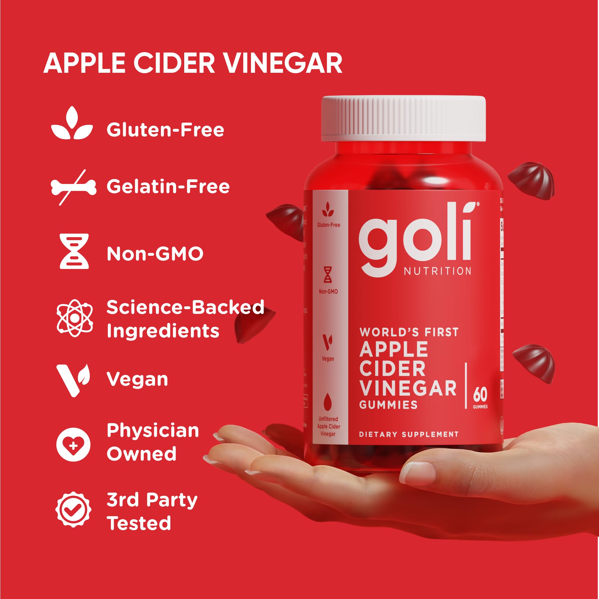Goli ACV Gummies vitamin B12 label highlights potential immune support.