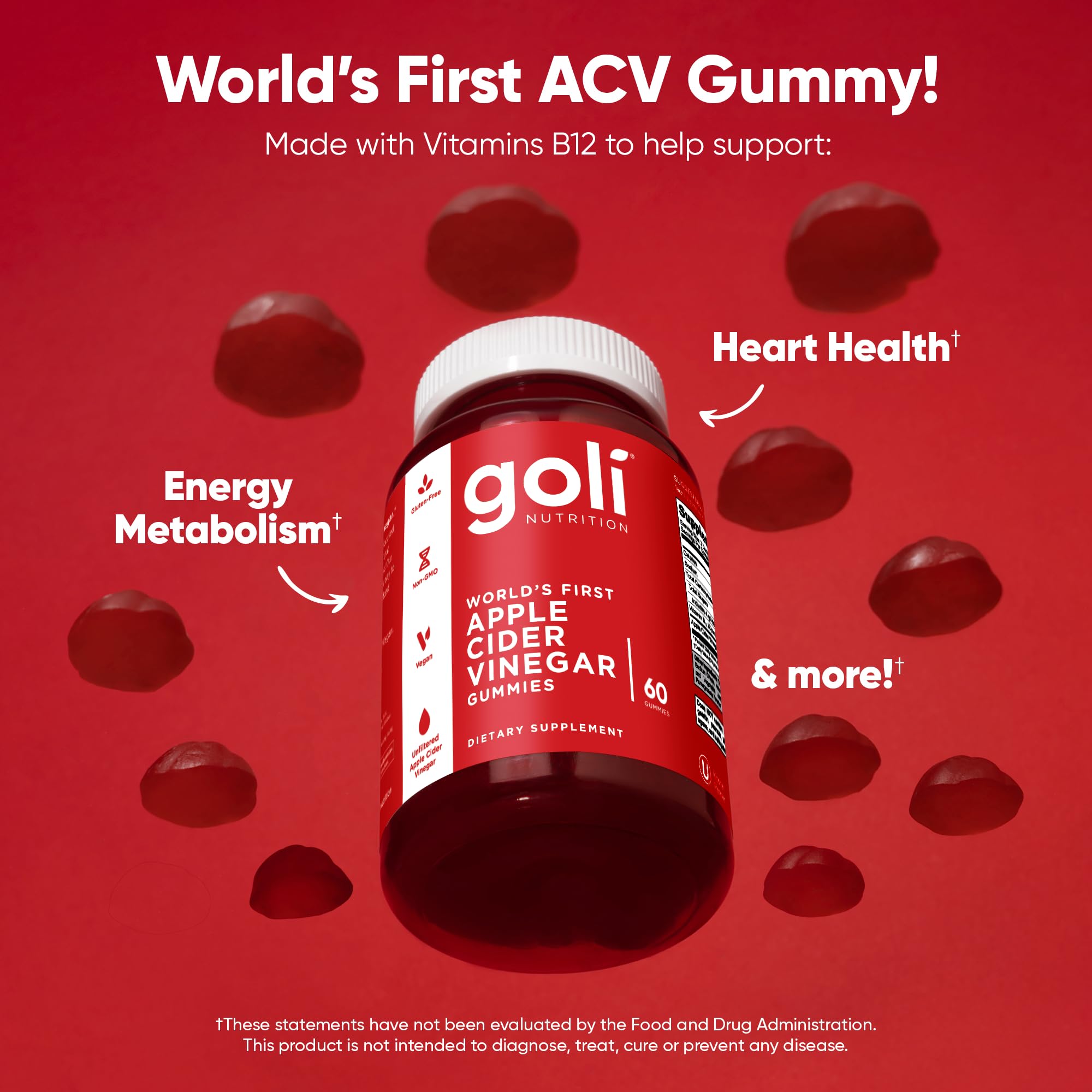 Goli gummies close up showing natural apple flavor