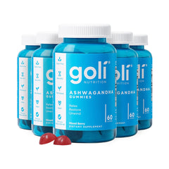 Goli Ashwagandha Gummies bottle with KSM-66 for daily wellness.