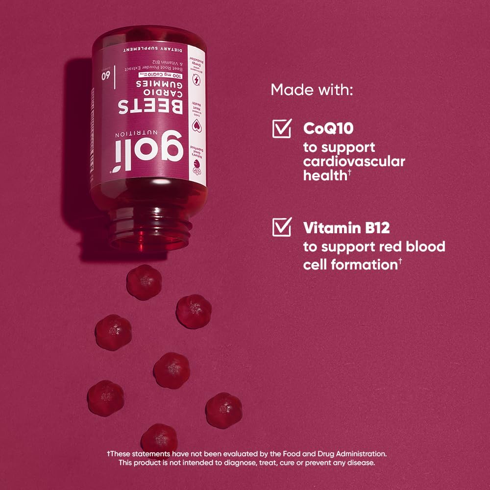Goli Beets Cardio Gummies beetroot powder detail shows natural extract