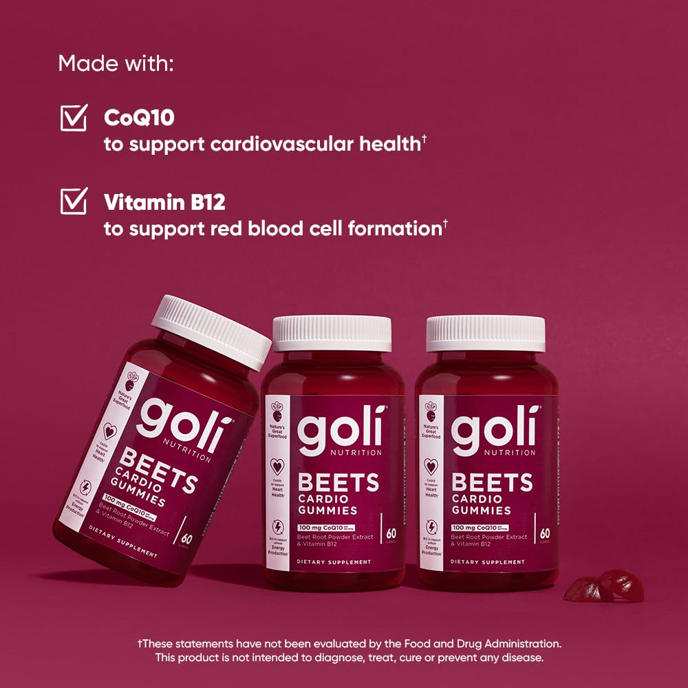 Goli Beets Cardio Gummies vegan ingredients provide a clean daily supplement.