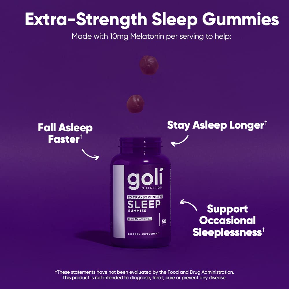 Goli Sleep Gummies closeup highlighting gummy texture and color.