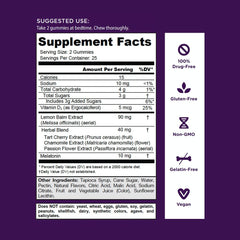 Goli Sleep Gummies nutrition label emphasizing melatonin and vitamin D.