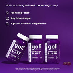 Goli Sleep Gummies packaging mockup emphasizing vegan and gelatin-free benefits.