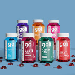 Goli Matcha Mind gummies on a work desk during tasks