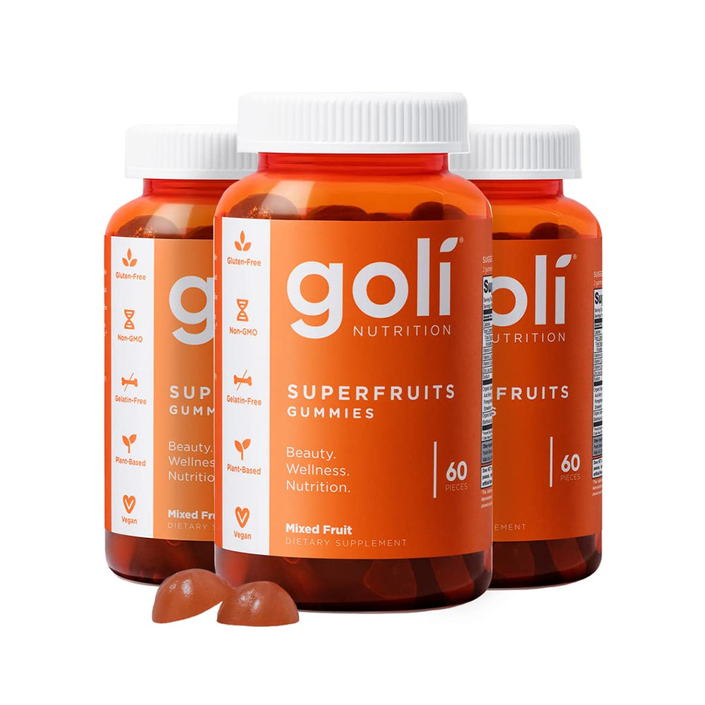Goli Superfruits Beauty Gummies bottle with bamboo silica for skin-friendly nutrients