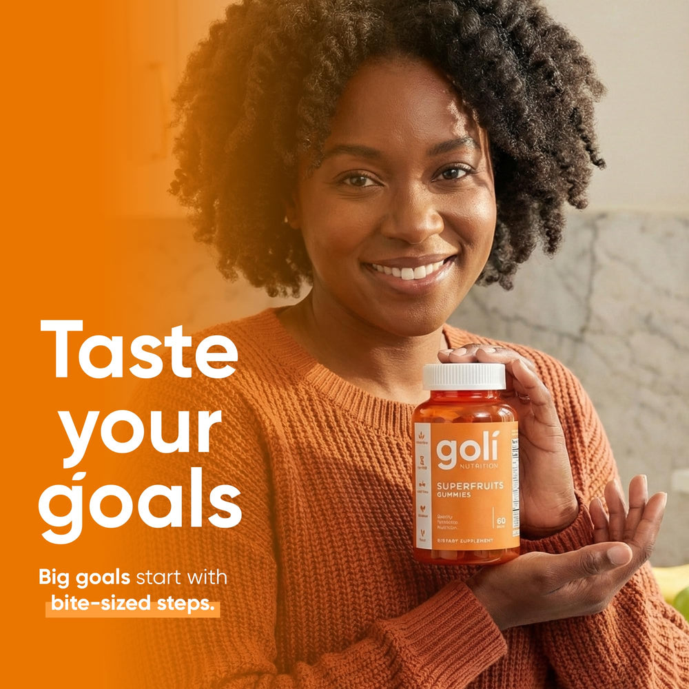 Goli beauty gummies label highlights eight-fruit blend for antioxidants