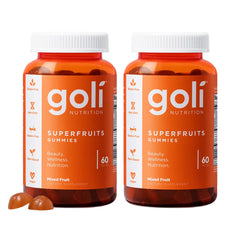 Goli Superfruits bottle front – vegan gummies with potential collagen support for healthy skin