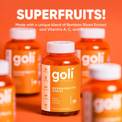 Goli Superfruits gummy pile – colorful mixed-fruit bites for easy daily wellness