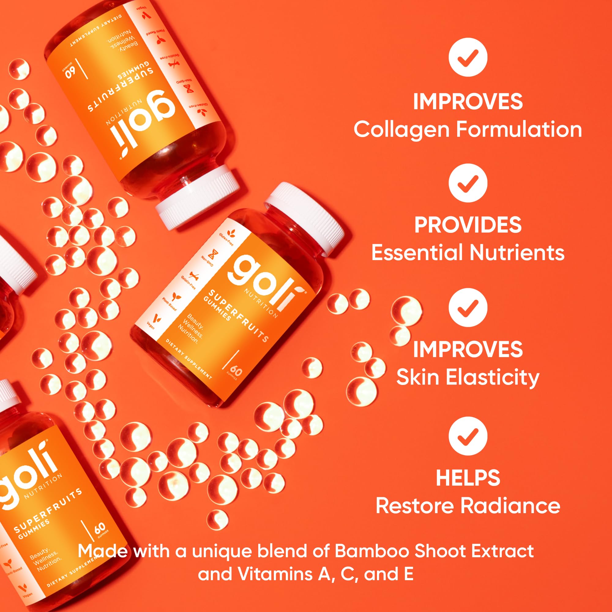 Goli Superfruits gummy spoon – convenient bite-sized ritual to support collagen-promoting ingredients
