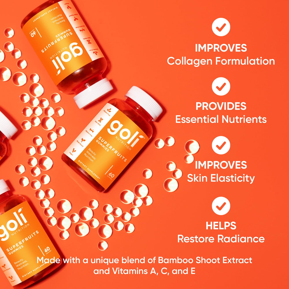 Goli Superfruits gummy spoon – convenient bite-sized ritual to support collagen-promoting ingredients