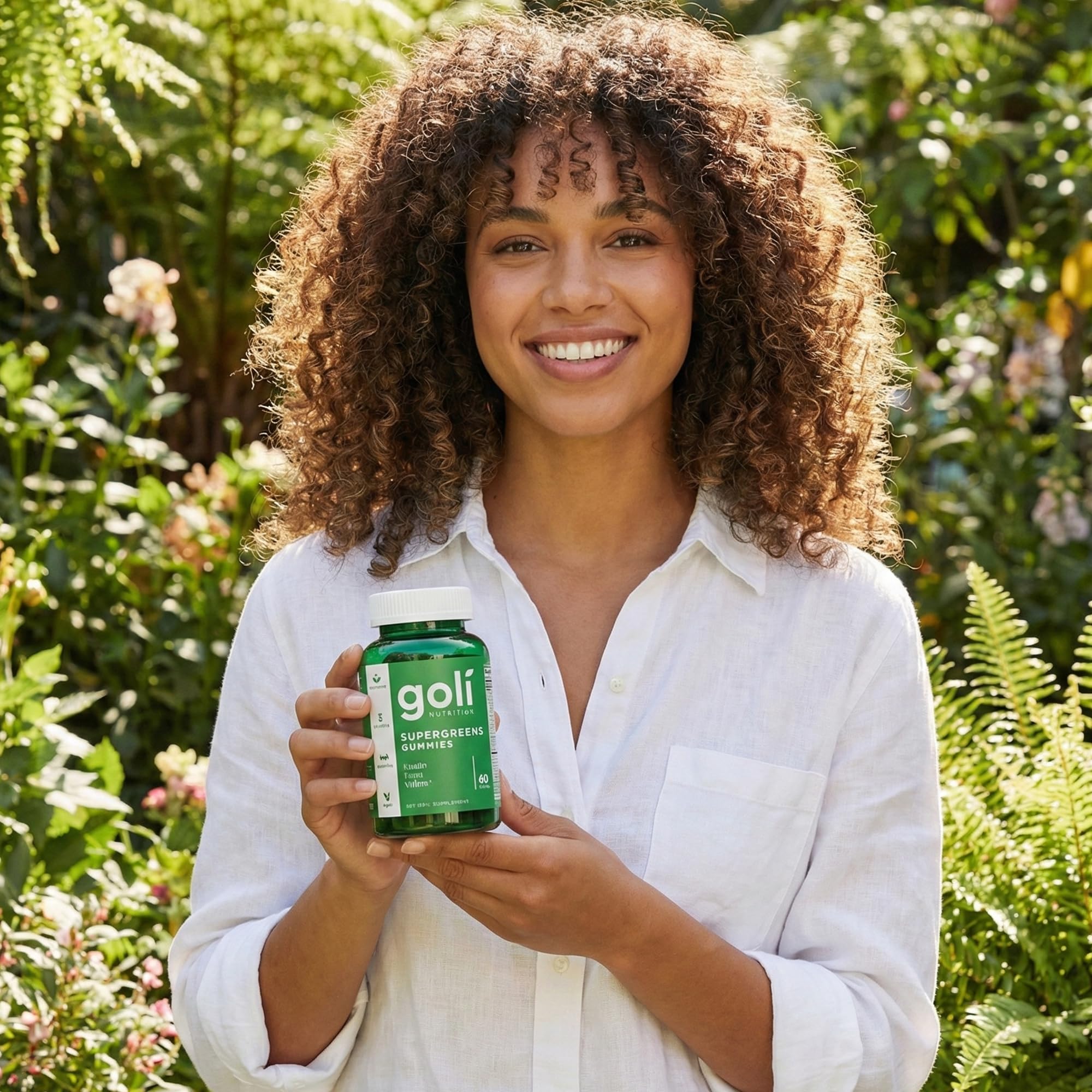 Goli Supergreens vegan, gluten-free gummies for plant-based wellness.