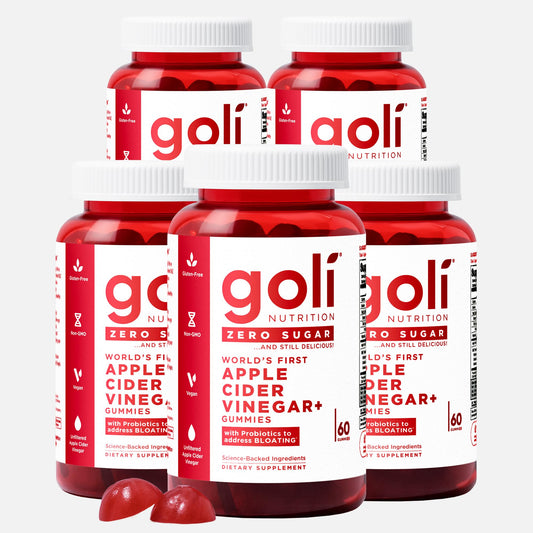 Goli Zero Sugar ACV Gummies bottle for daily digestive wellness and on-the-go support.