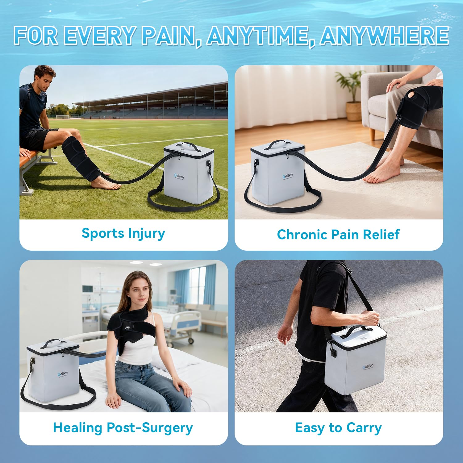 Golifen leak-proof design reduces spills during cooling therapy sessions.