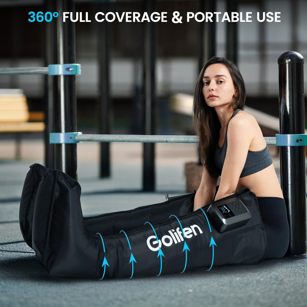 Golifen leg compression massager wearable design for easy portability