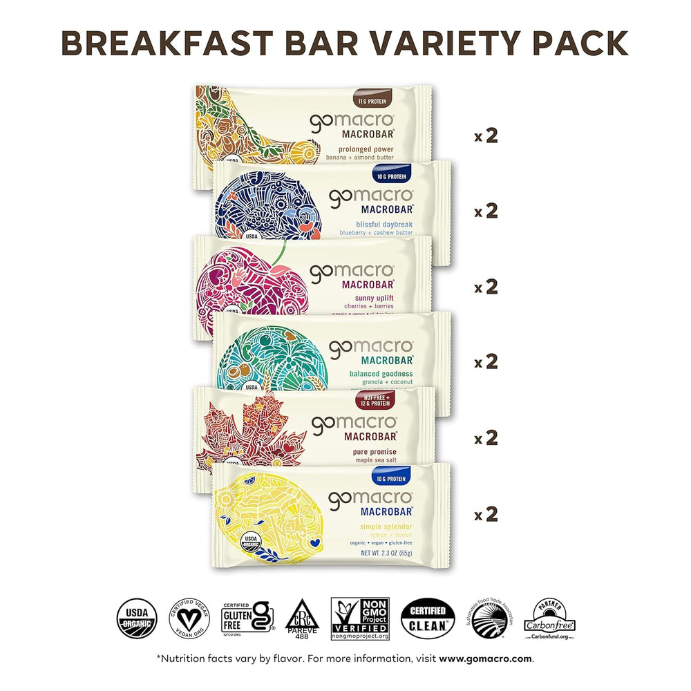 GoMacro Breakfast Bar Cherries Berries offers fruity, satisfying bite