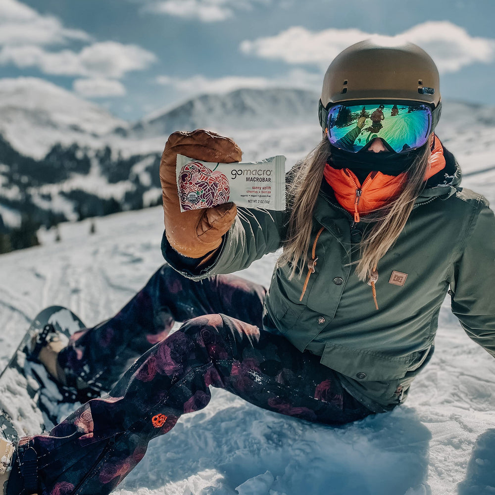 GoMacro Cherries + Berries MacroBar nutrition panel for plant-based protein options.
