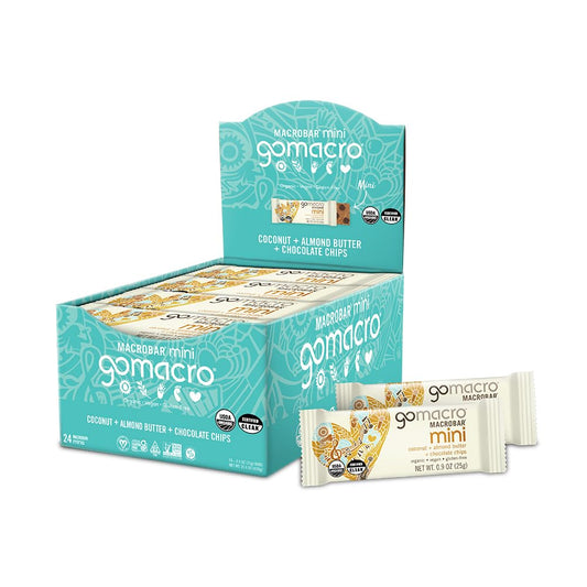 GoMacro MacroBar Mini coconut-chips visual offers a tasty vegan energy boost on the go.