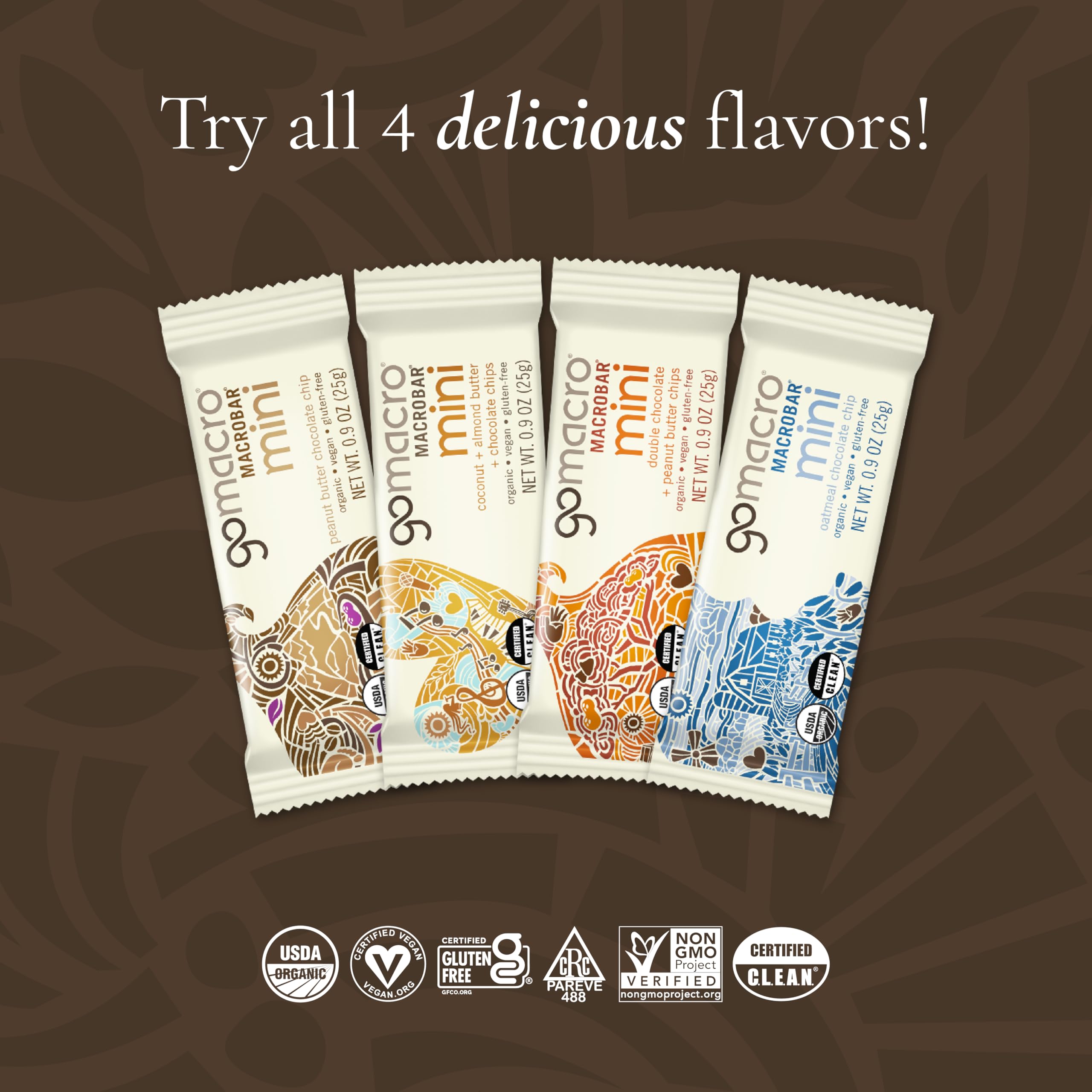 GoMacro MacroBar Mini energy-swatch featuring chocolate chips for a satisfying sweet lift.