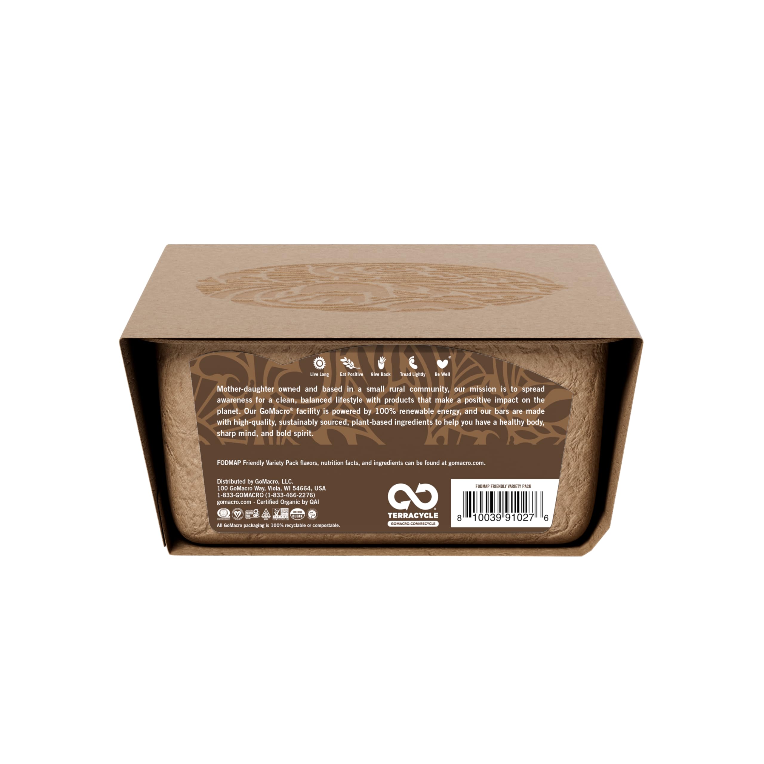 GoMacro MacroBar Mocha Chocolate Chip, coffee-flavored energy bite.