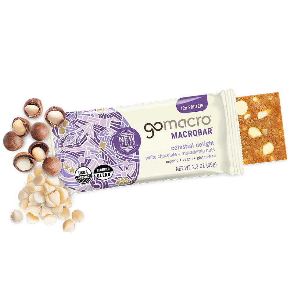 GoMacro MacroBar nutty macro slice powered by macadamia for a hearty protein boost.