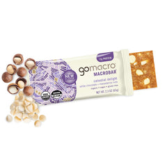 GoMacro MacroBar nutty macro slice powered by macadamia for a hearty protein boost.