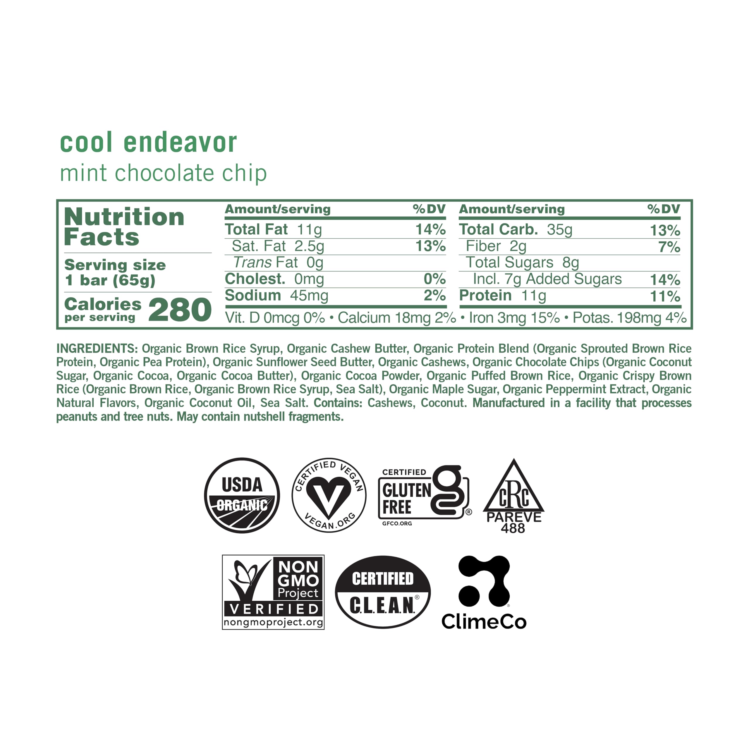 Closeup of GoMacro Mint Chocolate Chip MacroBar showing creamy texture and refreshing mint flavor