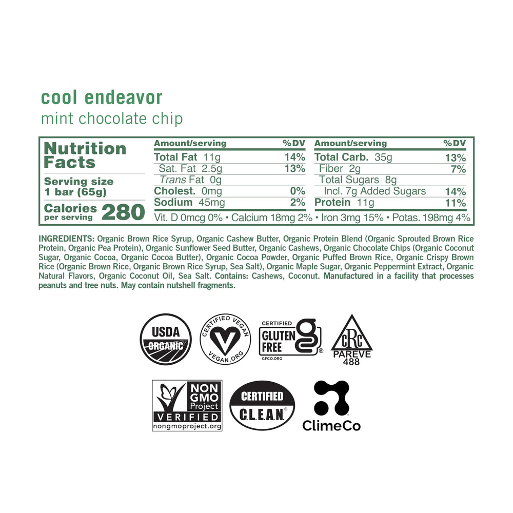 Closeup of GoMacro Mint Chocolate Chip MacroBar showing creamy texture and refreshing mint flavor