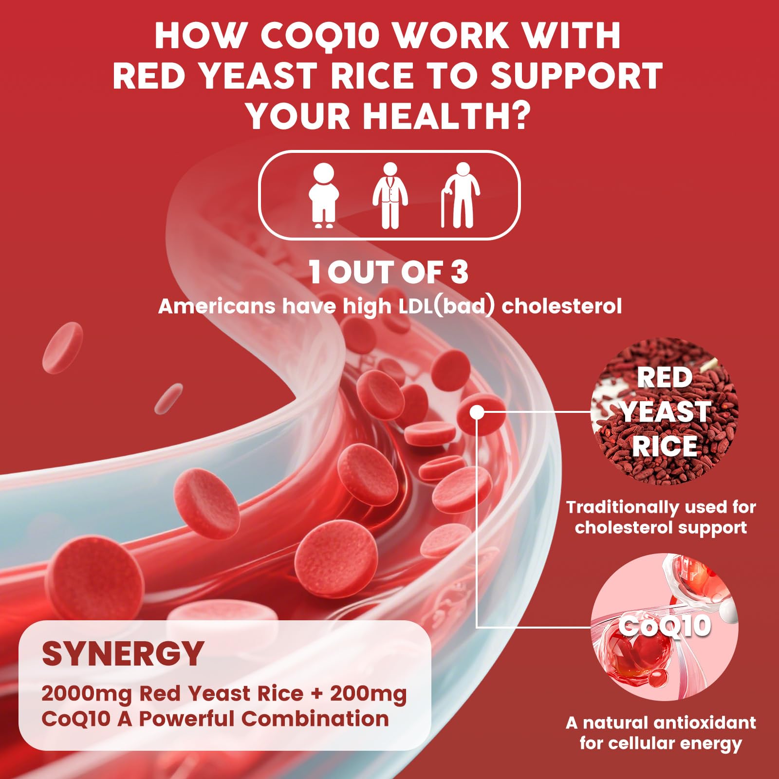 GONGOTA CoQ10 gummies close-up on label, supports natural energy production