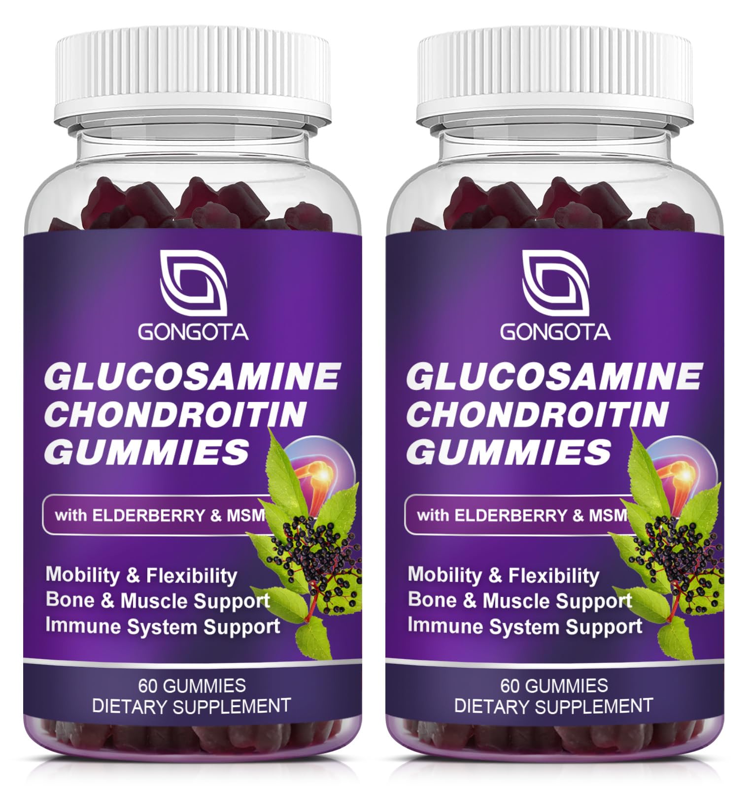 GONGOTA Glucosamine Chondroitin Gummies bottle for joint support and daily mobility.