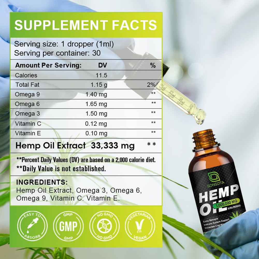 GONGOTA hemp oil dropper dispensing a precise dose for calm moments